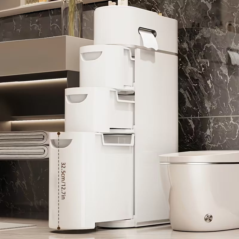 4 layer white slit pull out cabinet used to put paper towels multi functional household bathroom racks shower supplies lockers used in bathrooms kitchens living rooms and a for household storage