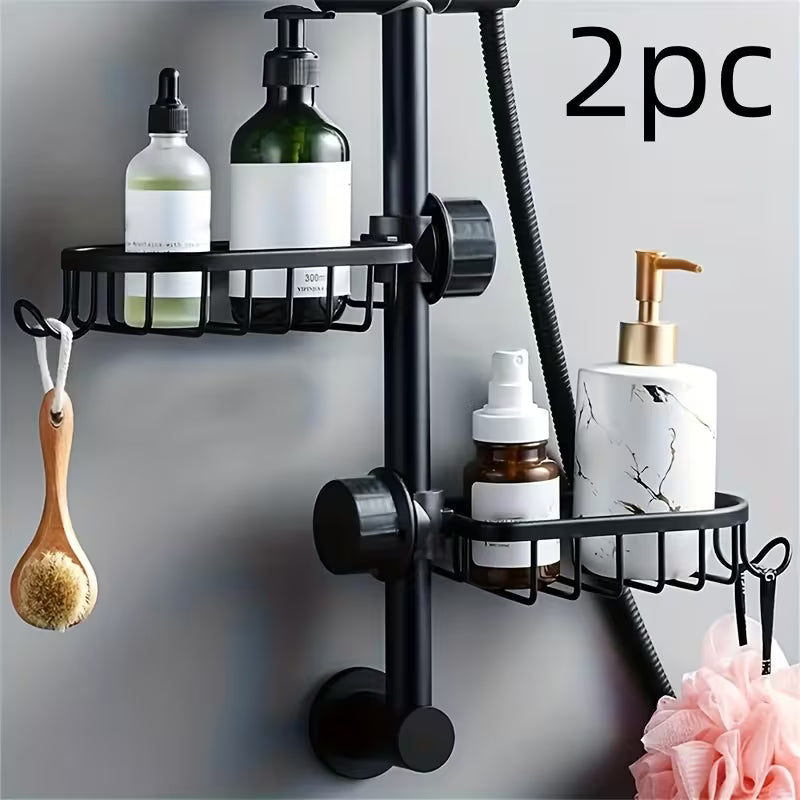 a set of two multifunctional shower storage racks made of designed for bathroom organization come with hanging ropes are lightweight and no electricity making them ideal for saving space in 0