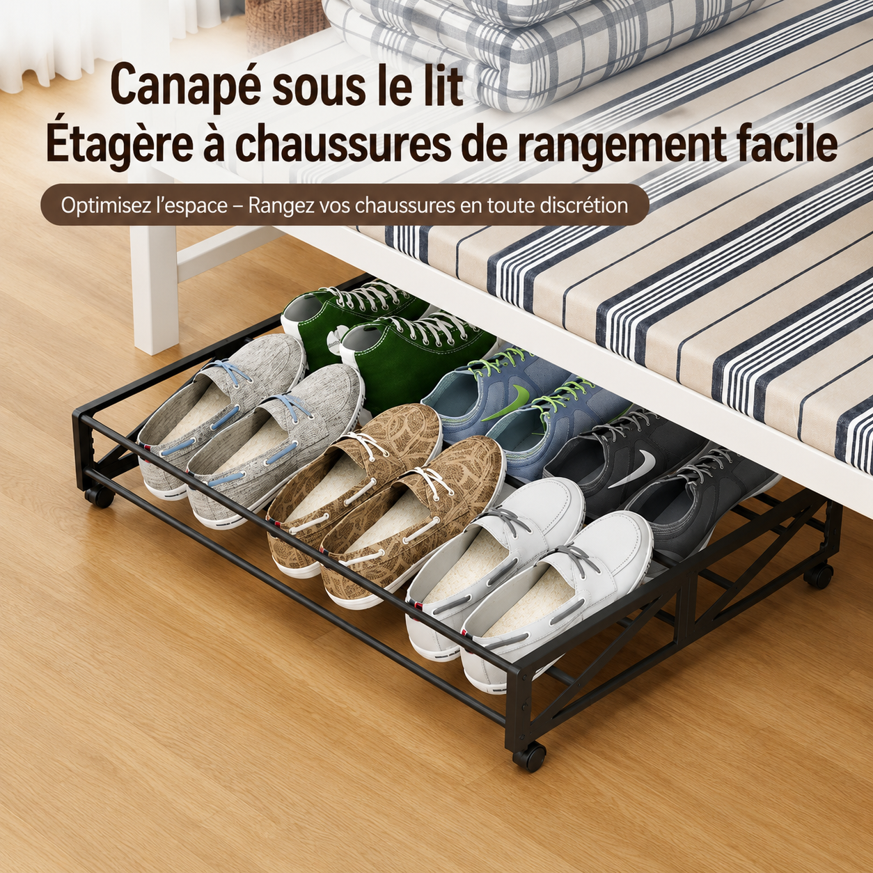 Rack Sous Lit à Roulettes — Rangement Chaussures