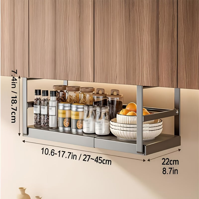 panier de rangement suspendu sous étagère, panier extensible pour placard, organisateur coulissant robuste pour buanderie, étagères flottantes et chaussures 2