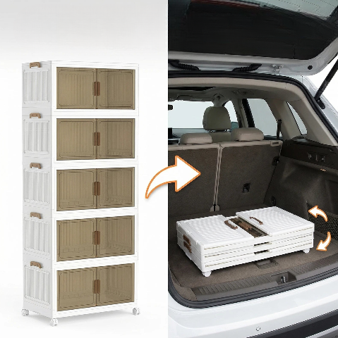 Armoire Pliable Empilable à Roulettes