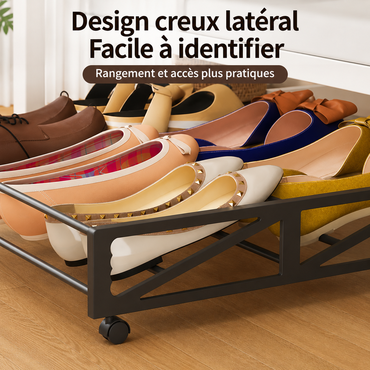 Rack Sous Lit à Roulettes — Rangement Chaussures