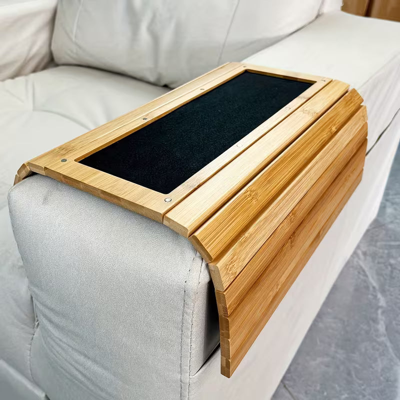 1pc bamboo sofa side table with removable tray saving armrest shelf sturdy tv remote control holder snack rack bamboo for bedside small spaces apartments no assembly ideal