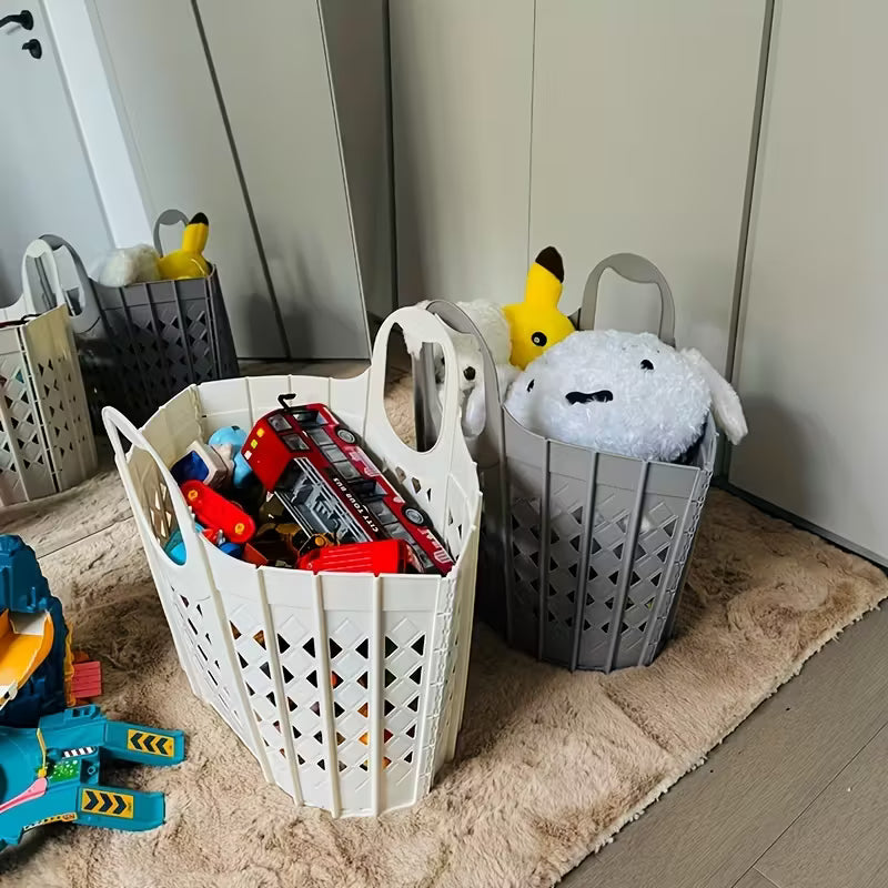 1pc   large capacity foldable collapsible laundry basket with handle stackable hamper suitable for clothes bathroom storage   saving organizer dirty clothes storage bag shelf baskets 7