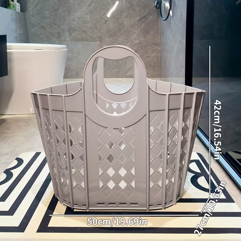 1pc   large capacity foldable collapsible laundry basket with handle stackable hamper suitable for clothes bathroom storage   saving organizer dirty clothes storage bag shelf baskets 4