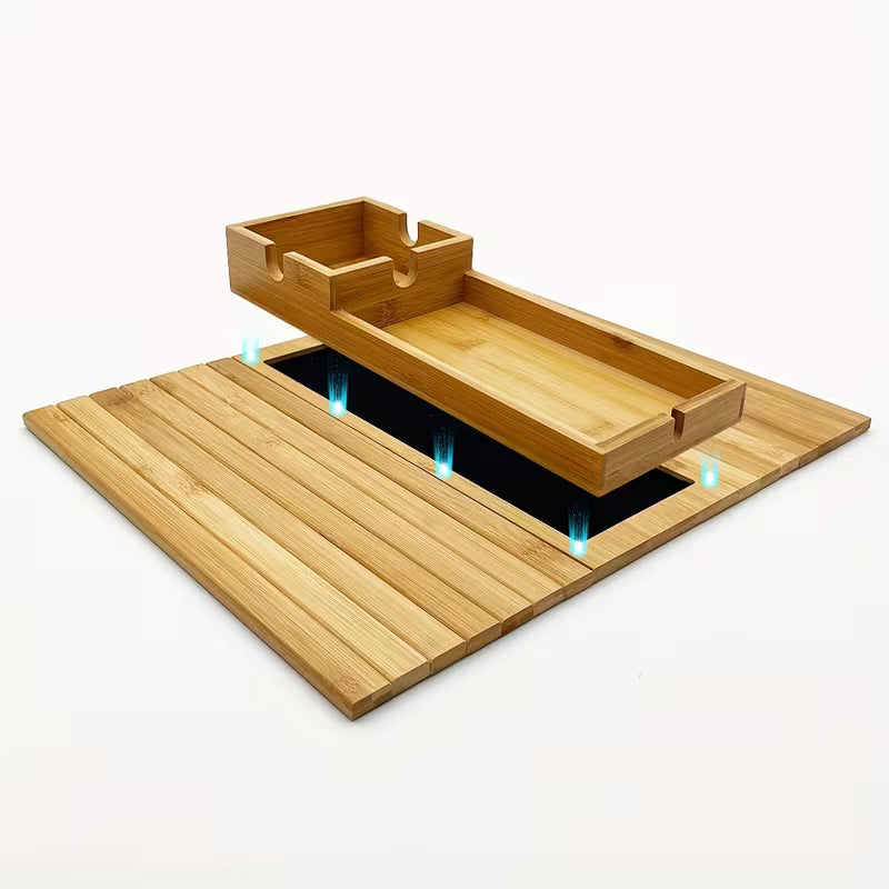 1pc bamboo sofa side table with removable tray saving armrest shelf sturdy tv remote control holder snack rack bamboo for bedside small spaces apartments no assembly ideal