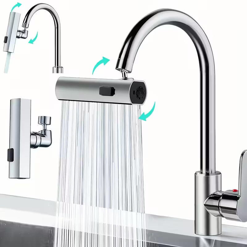 1 modern kitchen faucet aerator 3 in 1 360 rotating waterfall spout water saving aerator with flow polished surface pressure enhancing extension rod splash proof nozzle suitable for rv kitchens and kitchen sinks 3