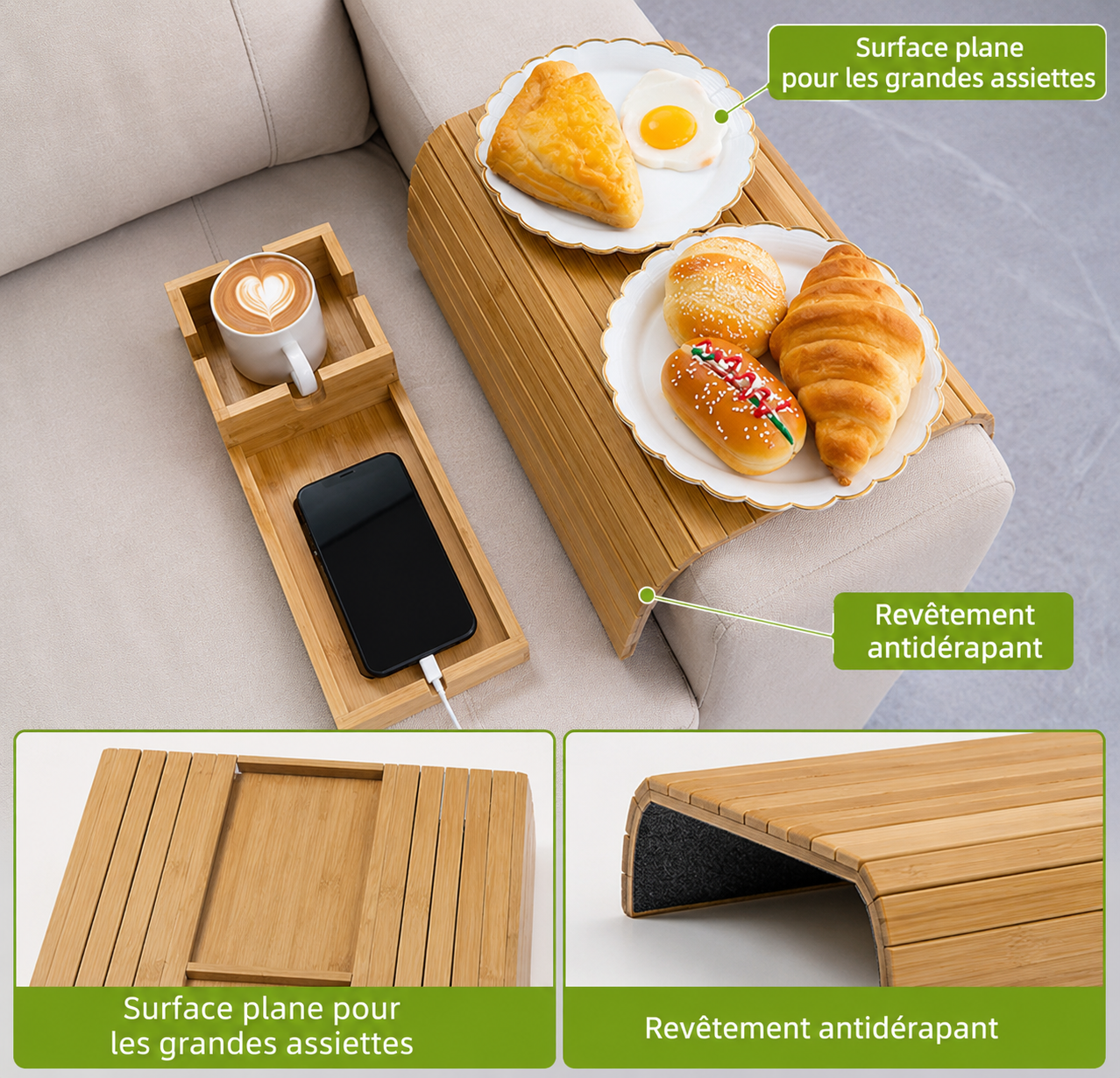 Table d'Appoint Bambou pour Canapé