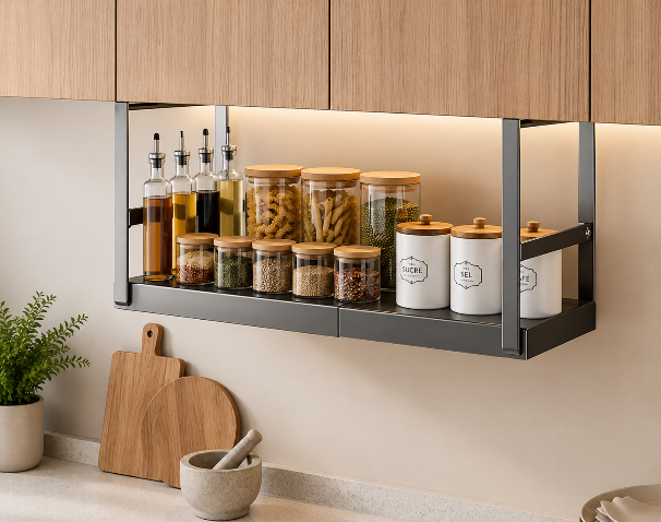 Étagère Suspendue Extensible — Rangement Cuisine Gain de Place