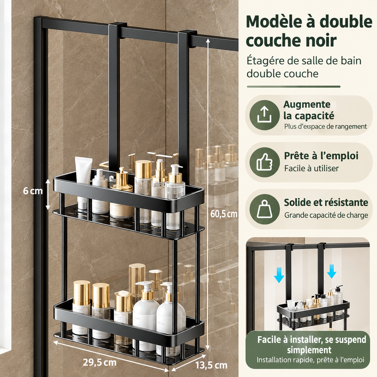 Étagère de Douche à Suspendre