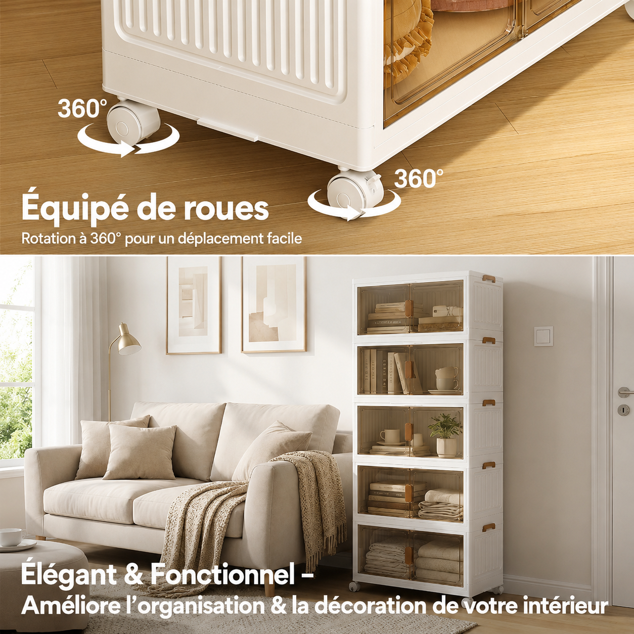Armoire Pliable Empilable à Roulettes