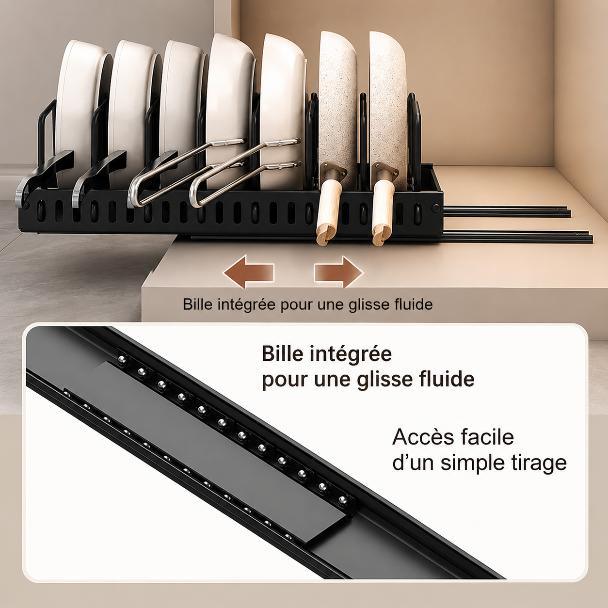 Organisateur Coulissant Casseroles & Couvercles