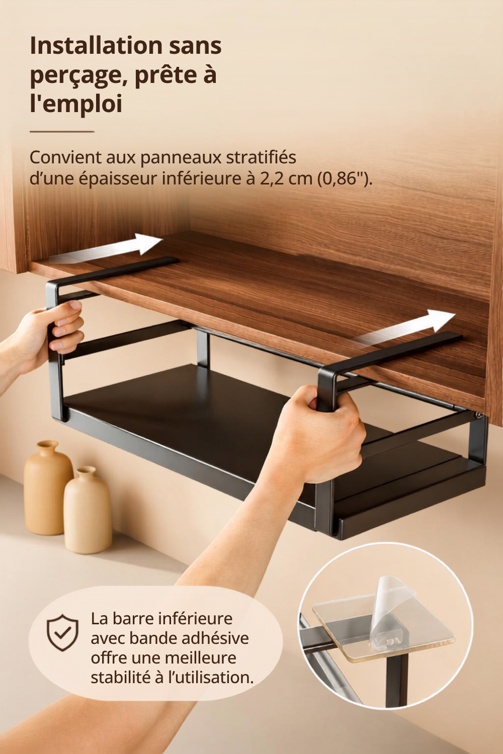 Panier Suspendu Sous Étagère Extensible
