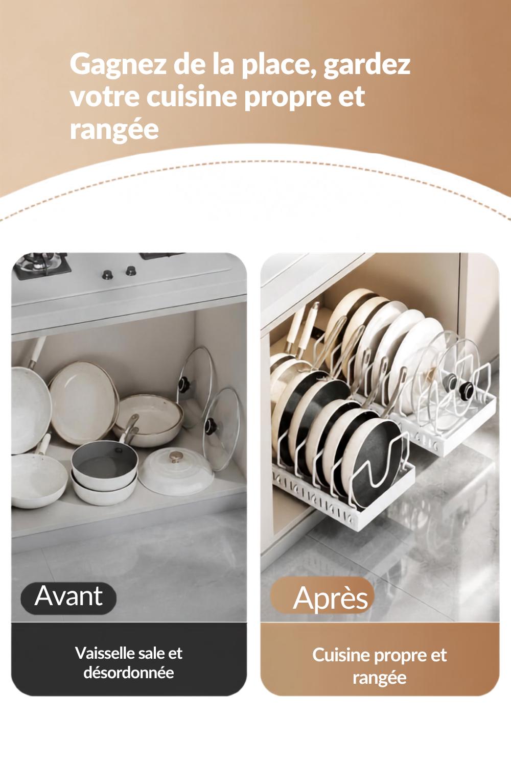 Organisateur Coulissant Casseroles & Couvercles