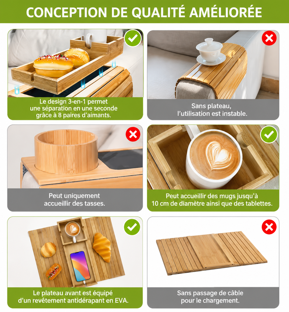 Table d'Appoint Bambou pour Canapé
