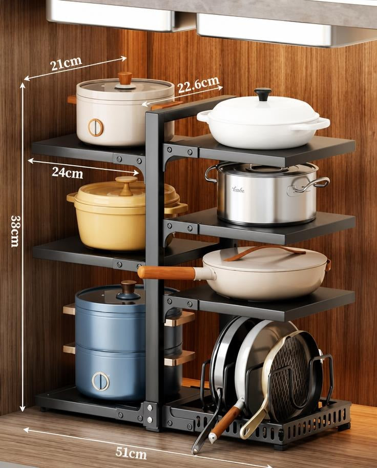 Rack À Casseroles Réglable 4 Niveaux