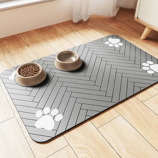 Pet Feeding Mat-Absorbent, Pet Placemat for Food and Water Bowl