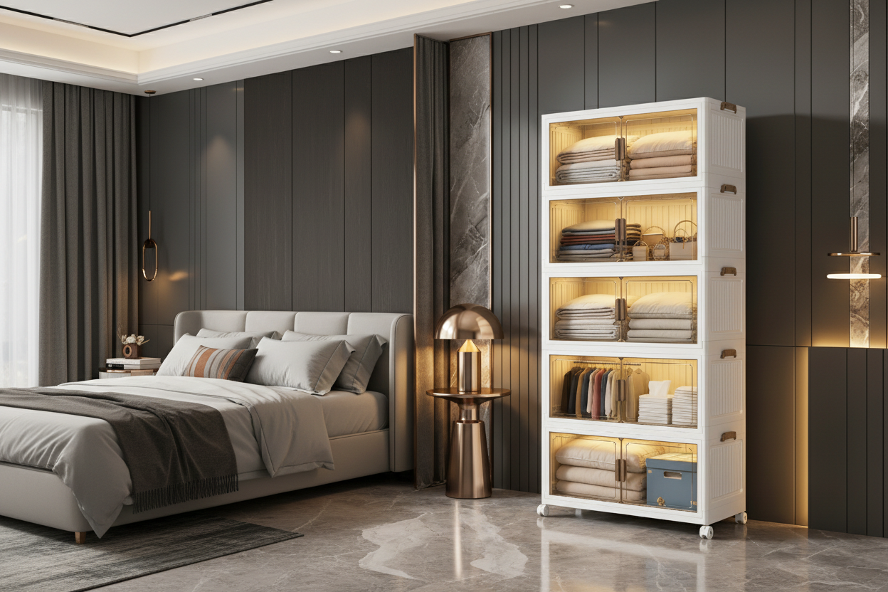 Armoire Pliable Empilable à Roulettes