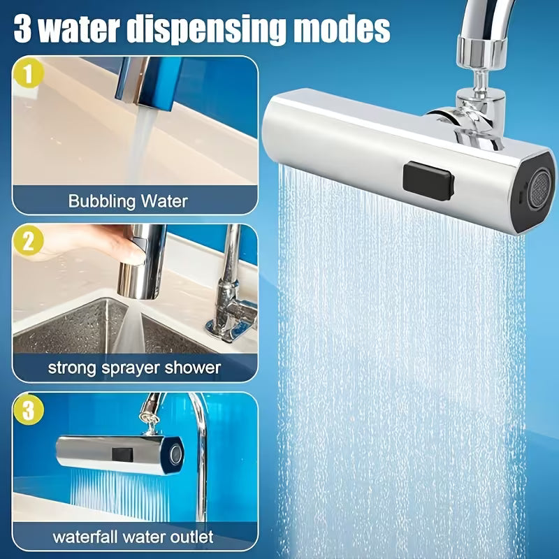 1 modern kitchen faucet aerator 3 in 1 360 rotating waterfall spout water saving aerator with flow polished surface pressure enhancing extension rod splash proof nozzle suitable for rv kitchens and kitchen sinks 5