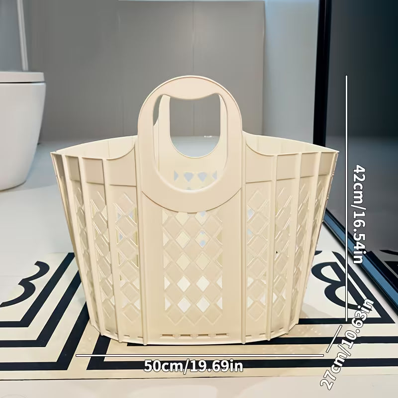 1pc   large capacity foldable collapsible laundry basket with handle stackable hamper suitable for clothes bathroom storage   saving organizer dirty clothes storage bag shelf baskets 3