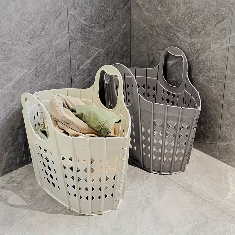1pc   large capacity foldable collapsible laundry basket with handle stackable hamper suitable for clothes bathroom storage   saving organizer dirty clothes storage bag shelf baskets 8