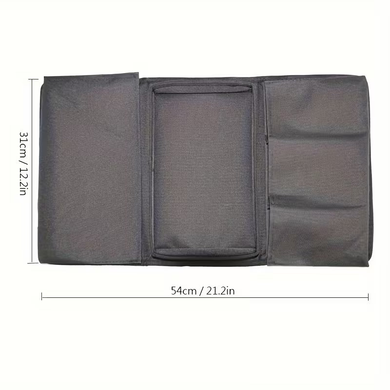 sofa armrest organizer with built in tray multi compartment storage for remote controls magazines snacks drinks durable fabric side pocket for living room couch bedside 5