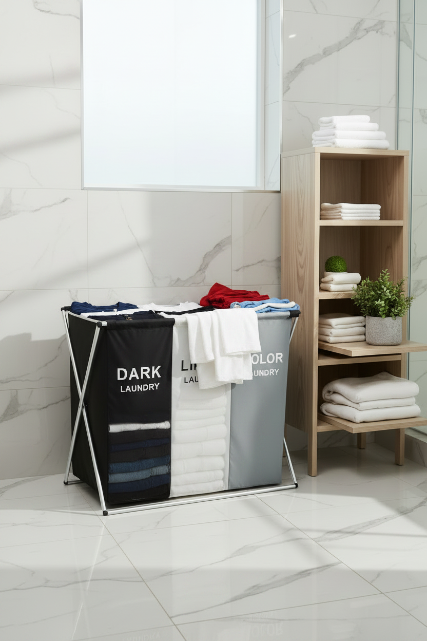 Panier à Linge Tri Sélectif 3 Compartiments