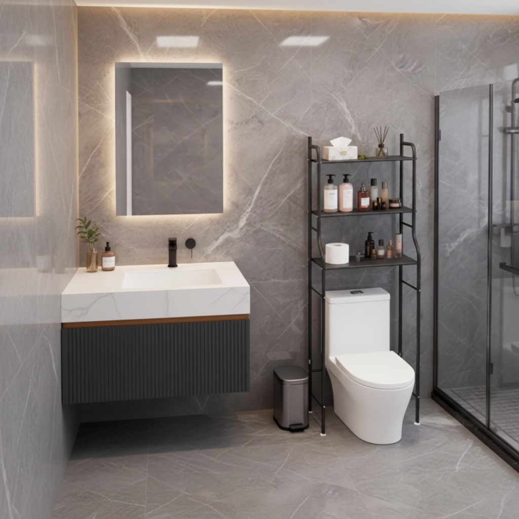 Étagère WC 3 Niveaux — Au-Dessus des Toilettes
