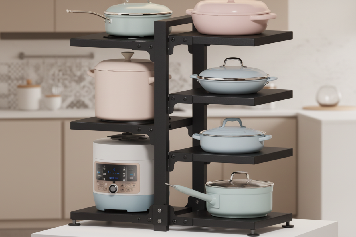 Rack À Casseroles Réglable 4 Niveaux