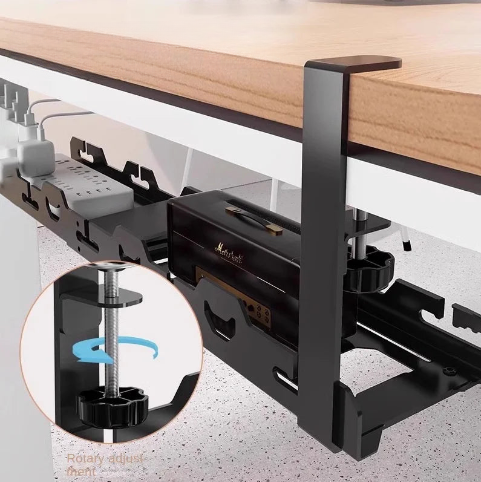 Rangement Sous Bureau Télescopique avec Gestion Câbles